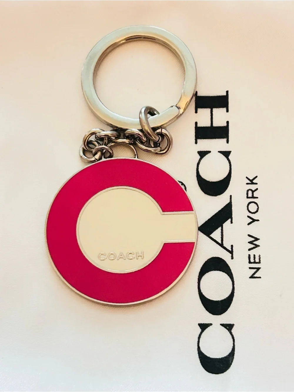 RARE Coach Y2K Pink C Charm Keychain/ Bag Charm